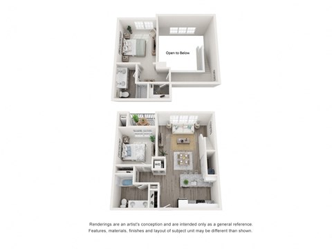 Floor plan for 2 beds, 2 baths, 1273 sqft